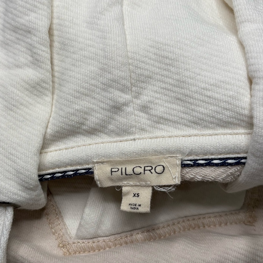 Pilcro Anthropology Cream and Tan V-Neck  Hooded Sweater Women’s Size XS - Picture 7 of 7